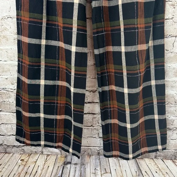 FRNCH Paris Women's Philo Woven Black Ivory Rust Plaid Pants Small 100% Cotton S - Picture 5 of 11